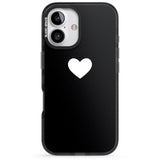 iPhone 16 Pro Max Single Heart Design: White & Black Impact Phone Case