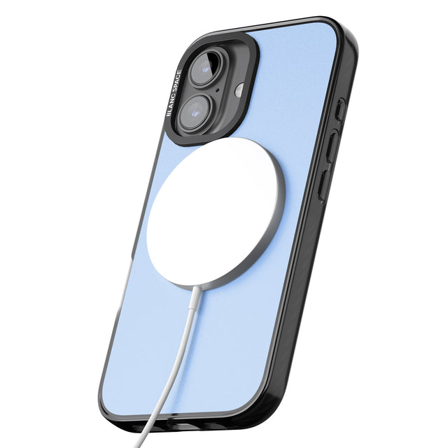 iPhone 16 Pro Max Single Heart Design: White & Baby Blue Black Impact Phone Case