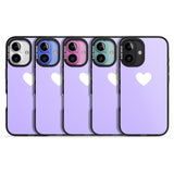 iPhone 16 Pro Max Single Heart White & Pale Purple Black Impact Phone Case