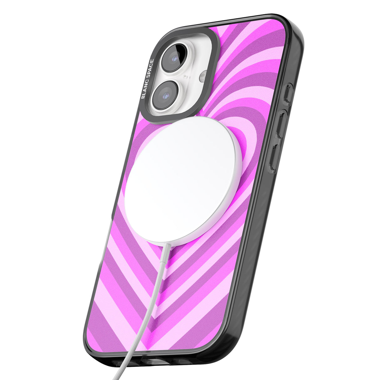 iPhone 16 Pro Max Pink Heart Illusion Black Impact Phone Case