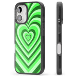 iPhone 16 Pro Max Green Heart Illusion Black Impact Phone Case