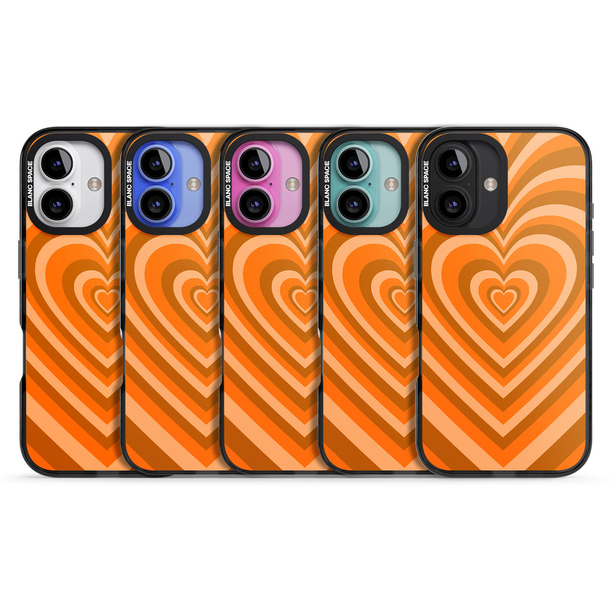 iPhone 16 Pro Max Orange Heart Illusion Black Impact Phone Case