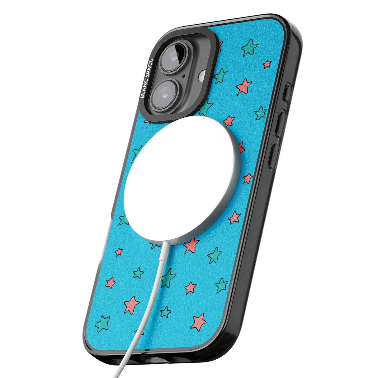 iPhone 16 Pro Max Blue Heartstopper Stars Pattern Black Impact Phone Case