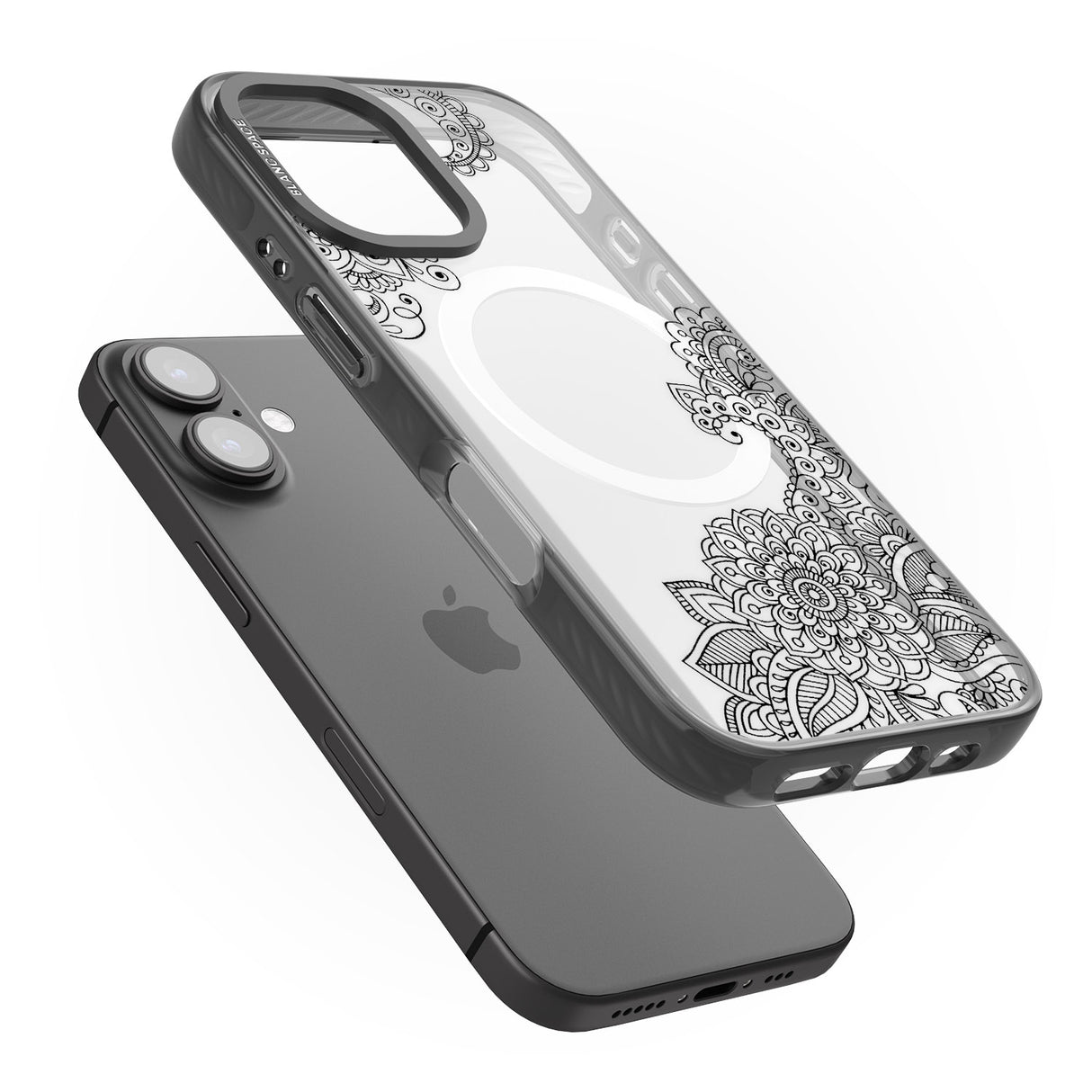 iPhone 16 Pro Max Black Henna Botanicals Black Impact Phone Case