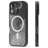 iPhone 16 Pro Max White Henna Botanicals Black Impact Phone Case