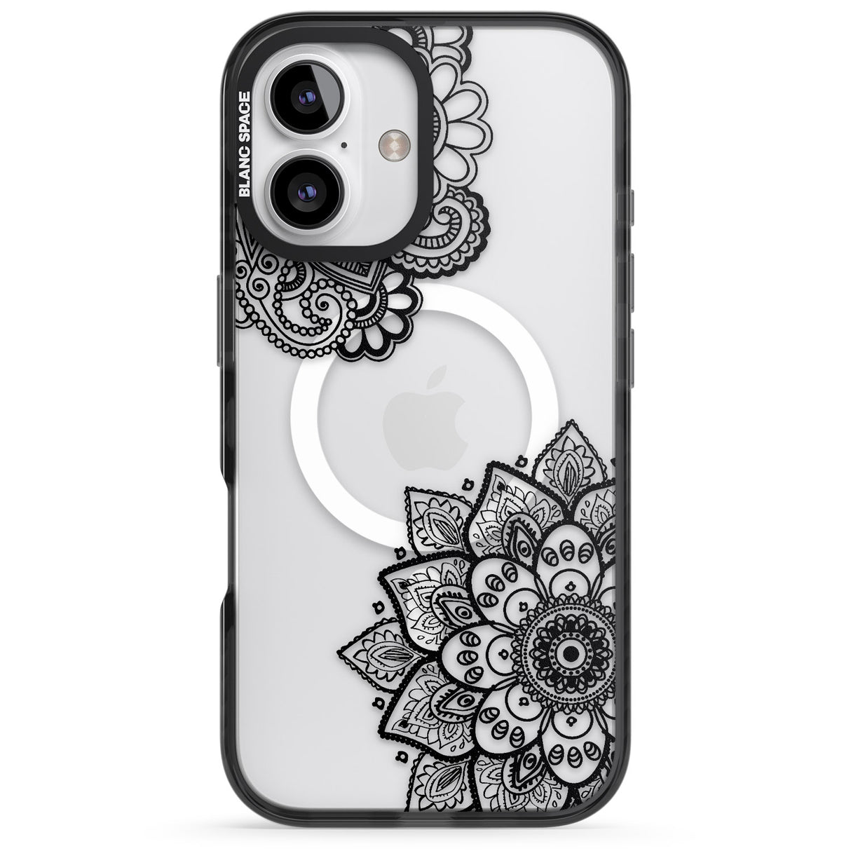 iPhone 16 Pro Max Black Henna Florals Black Impact Phone Case