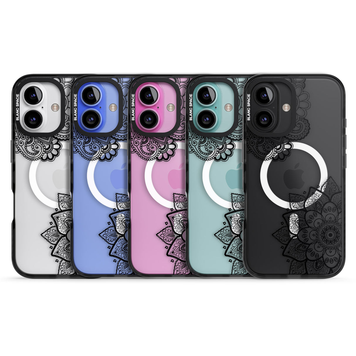 iPhone 16 Pro Max Black Henna Florals Black Impact Phone Case