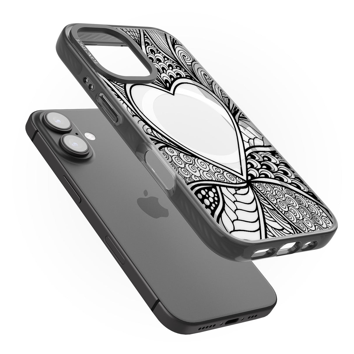 iPhone 16 Pro Max Black Henna Heart Black Impact Phone Case