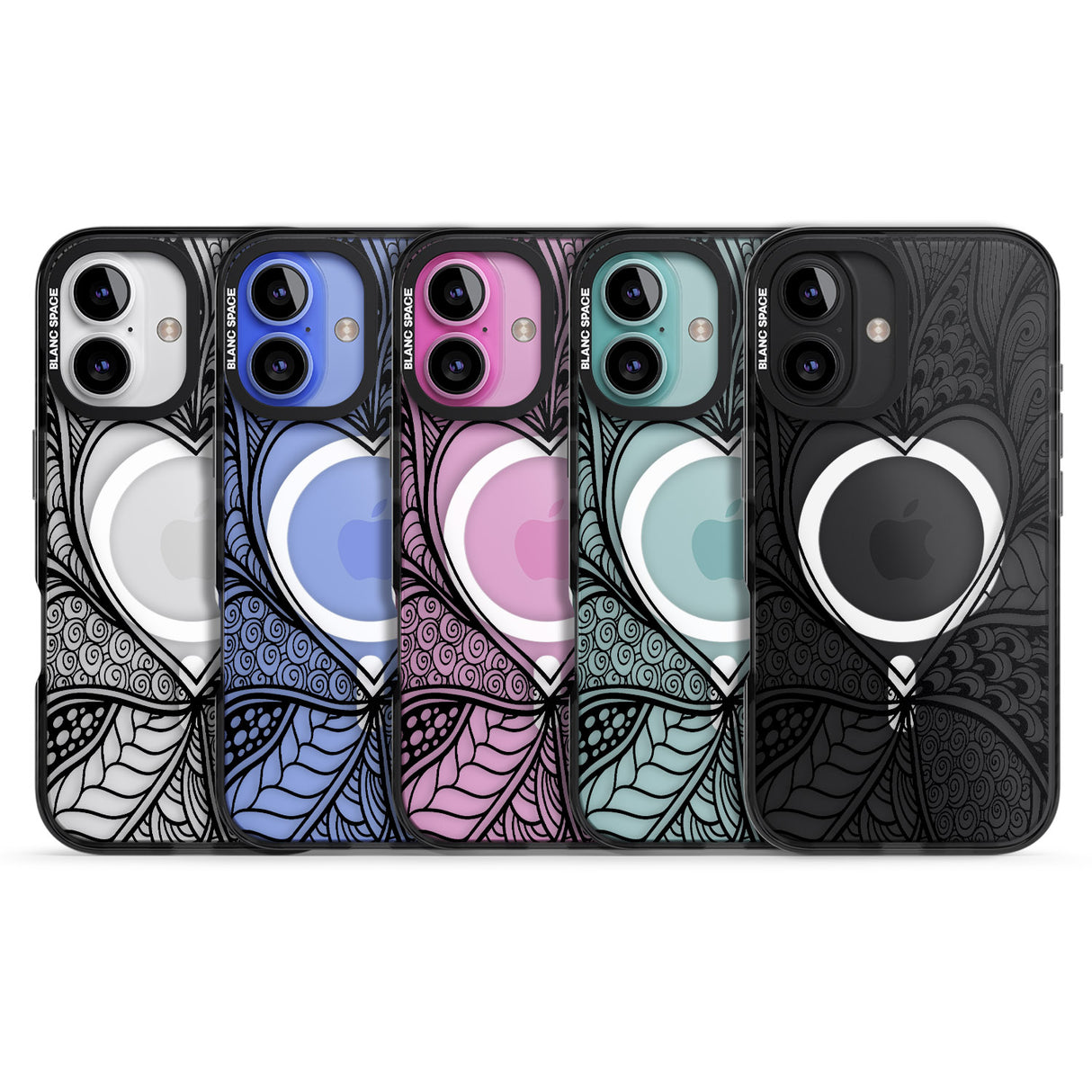 iPhone 16 Pro Max Black Henna Heart Black Impact Phone Case