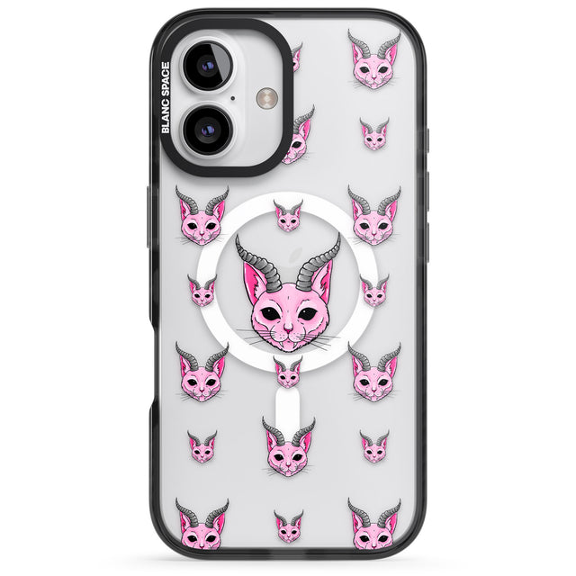 iPhone 16 Pro Max Demon Cat Pattern Black Impact Phone Case