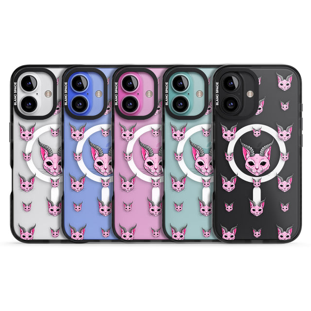 iPhone 16 Pro Max Demon Cat Pattern Black Impact Phone Case