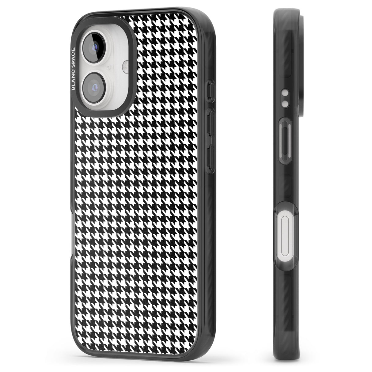 iPhone 16 Pro Max Black Houndstooth Pattern Black Impact Phone Case