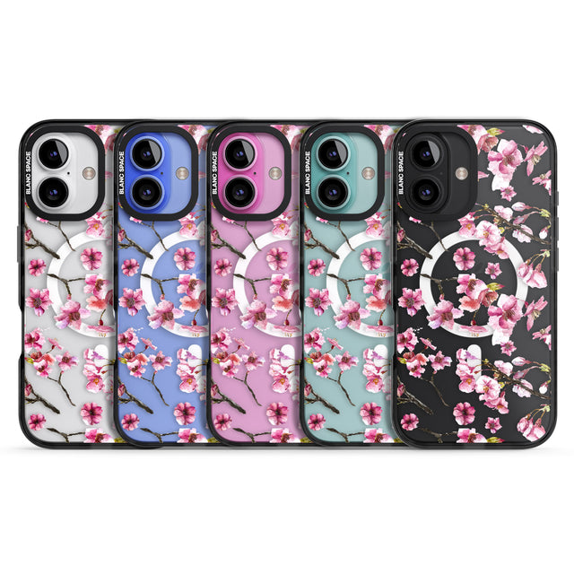 iPhone 16 Pro Max Sakura Watercolour Black Impact Phone Case