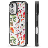 iPhone 16 Pro Max Mixed Japanese Watercolour Pattern Black Impact Phone Case