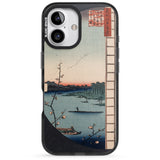 iPhone 16 Pro Max Vintage Japanese Illustrations Lake At Sunset Black Impact Phone Case