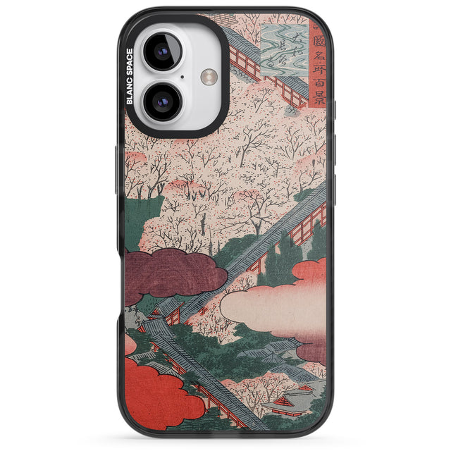 iPhone 16 Pro Max Vintage Japanese Illustrations Japanese City Black Impact Phone Case