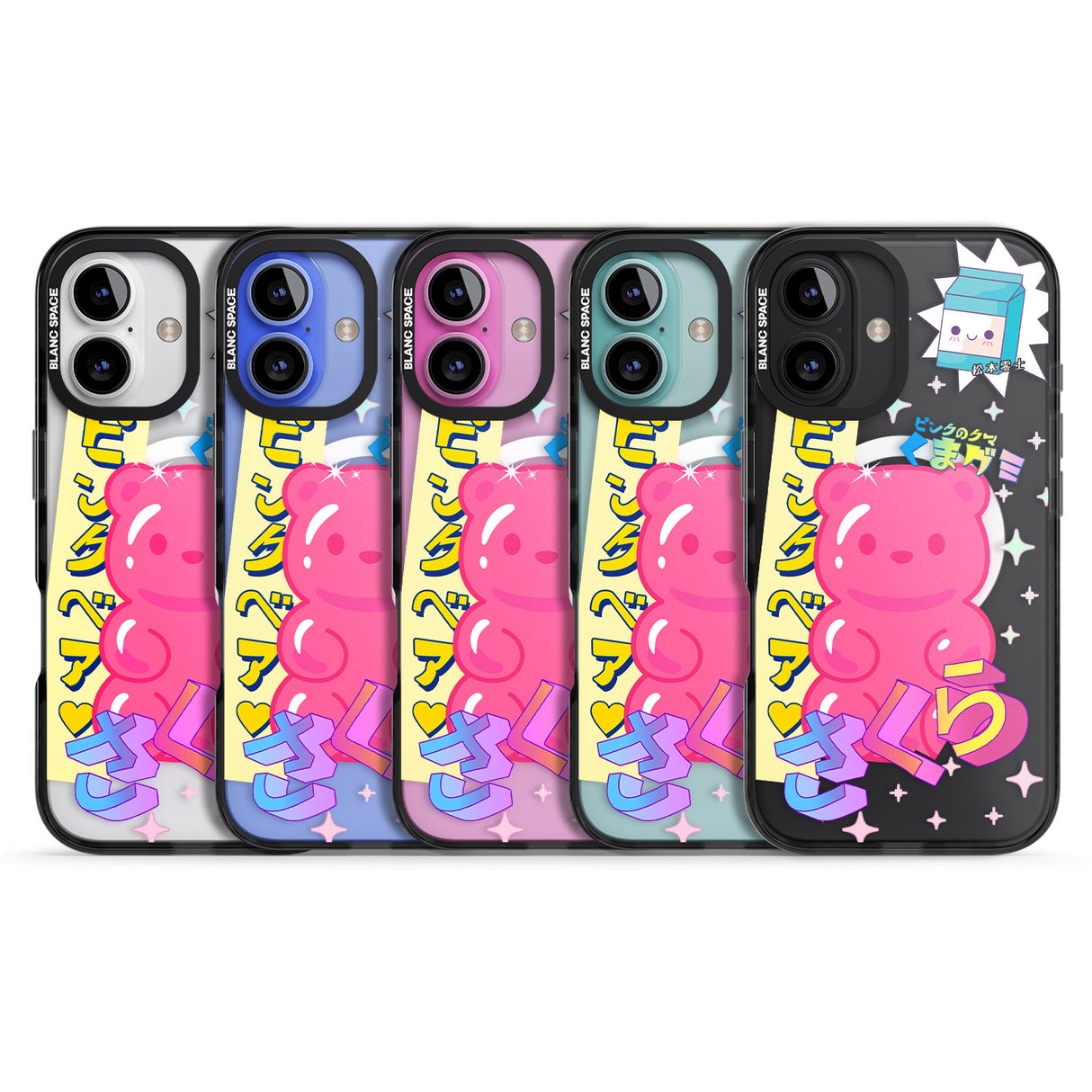 iPhone 16 Pro Max Kawaii Pink Bear Collage Clear Impact Phone Case + Magsafe