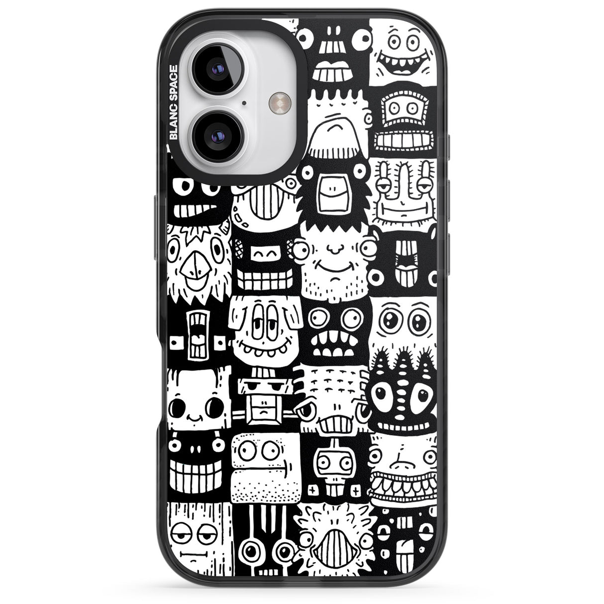 iPhone 16 Pro Max Checkerboard Heads Black Impact Phone Case