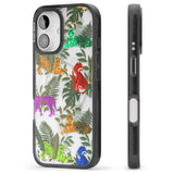 iPhone 16 Pro Max Colourful Tiger Jungle Cat Pattern Black Impact Phone Case