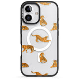 iPhone 16 Pro Max Clear Tiger Jungle Cat Pattern Black Impact Phone Case