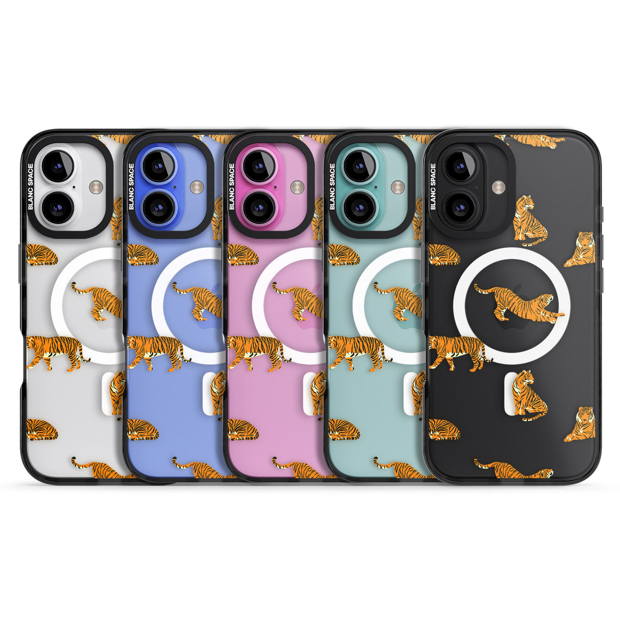 iPhone 16 Pro Max Clear Tiger Jungle Cat Pattern Black Impact Phone Case