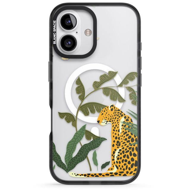 iPhone 16 Pro Max Large Jaguar Clear Jungle Cat Pattern Black Impact Phone Case