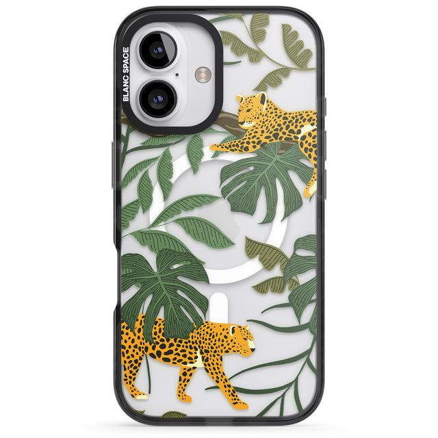 iPhone 16 Pro Max Two Jaguars & Foliage Jungle Cat Pattern Black Impact Phone Case