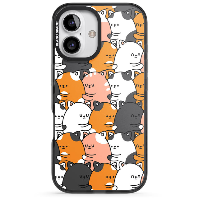 iPhone 16 Pro Max Spooning Cats Kawaii Pattern Black Impact Phone Case