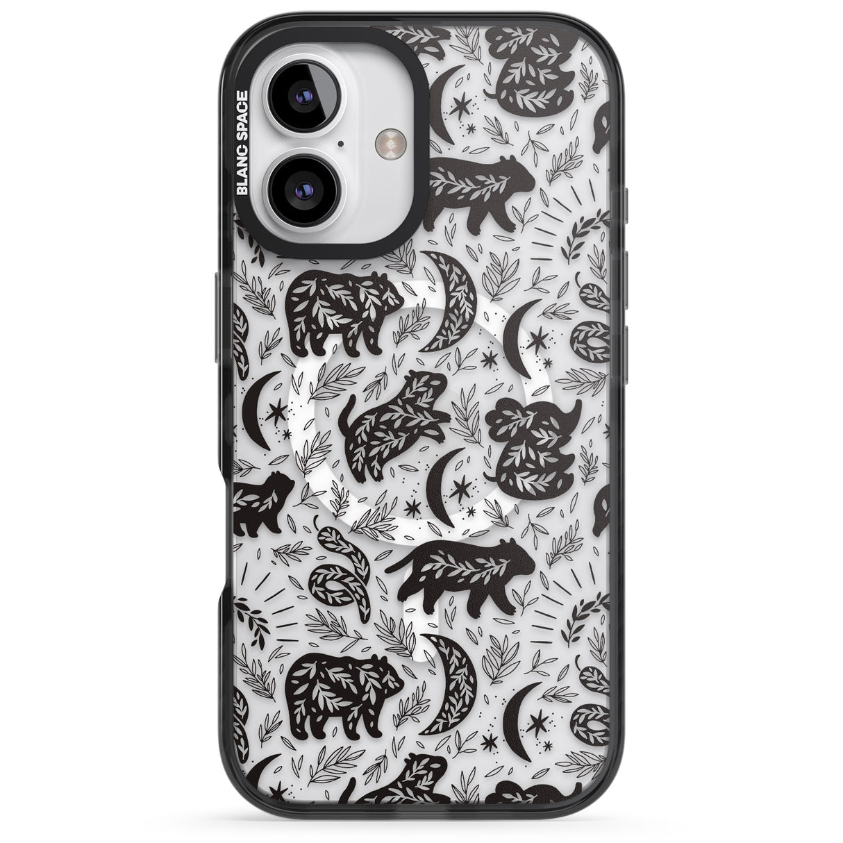 iPhone 16 Pro Max Leafy Bears Black Impact Phone Case