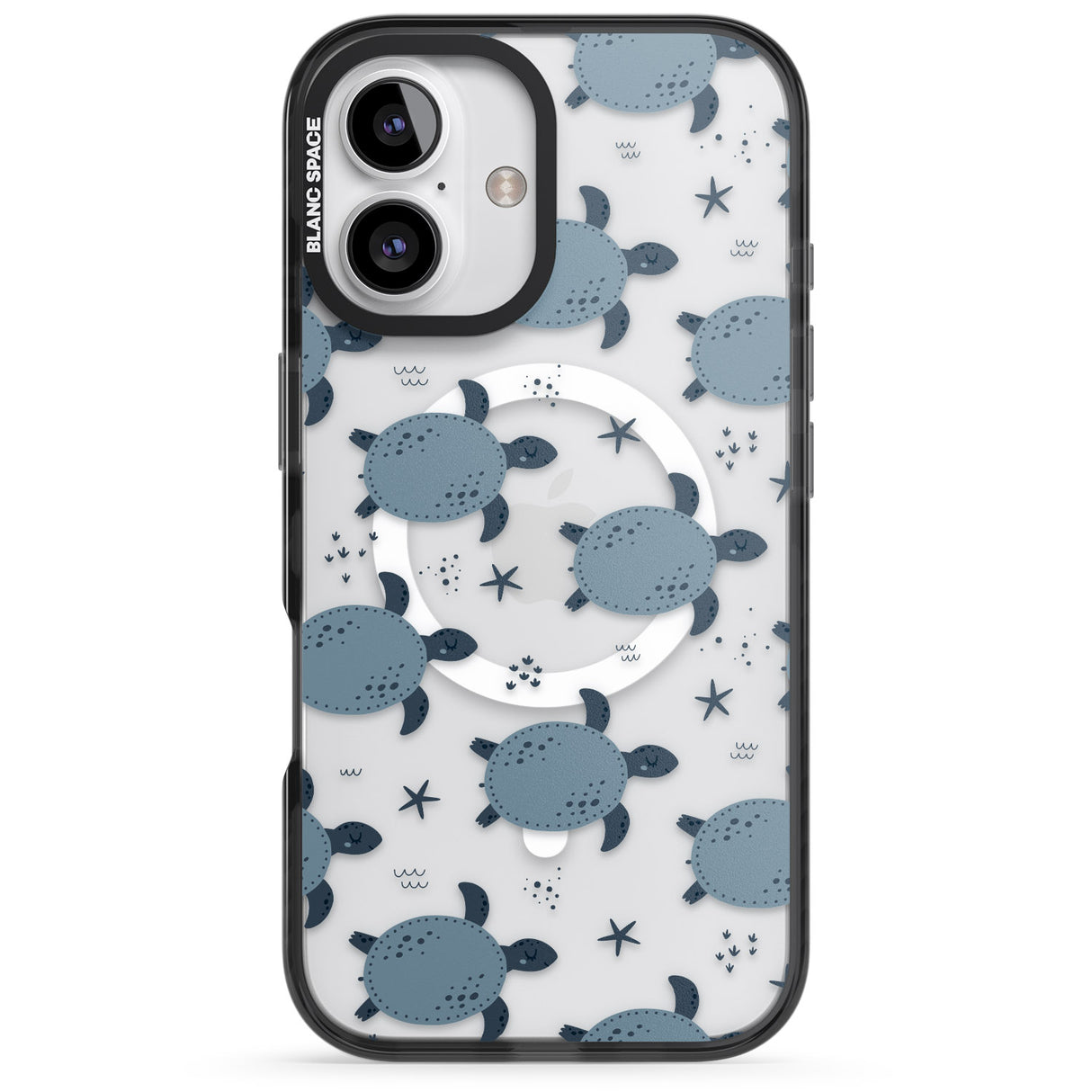 iPhone 16 Pro Max Under The Sea Patterns Sea Turtles (Clear) Black Impact Phone Case