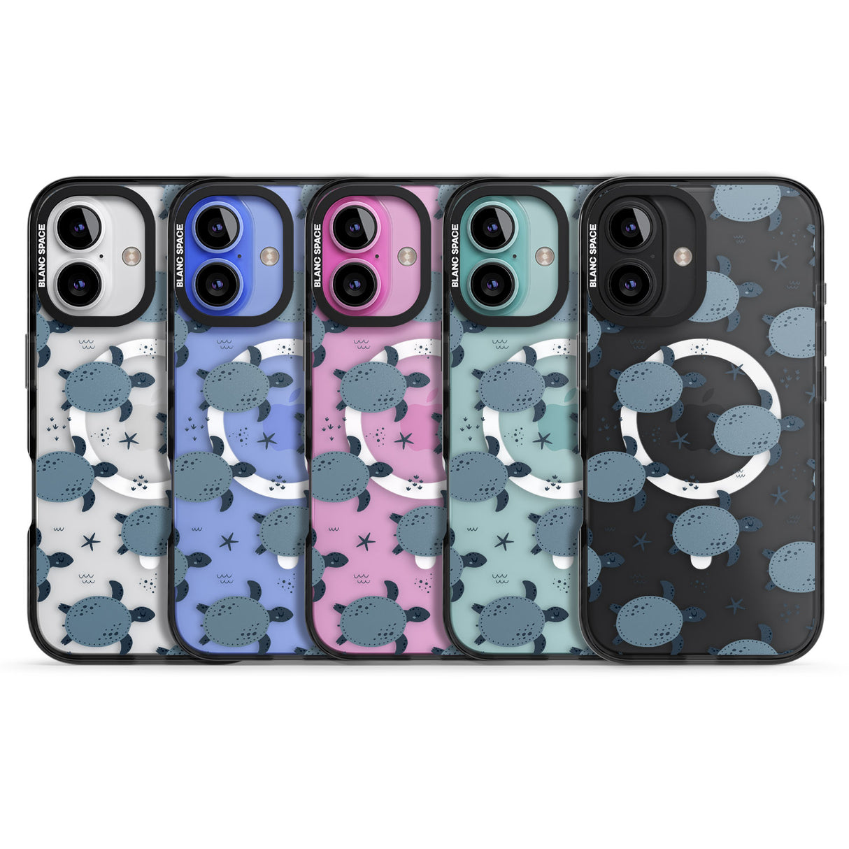 iPhone 16 Pro Max Under The Sea Patterns Sea Turtles (Clear) Black Impact Phone Case