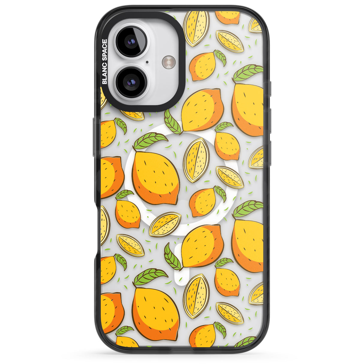 iPhone 16 Pro Max Lemon Pattern Black Impact Phone Case