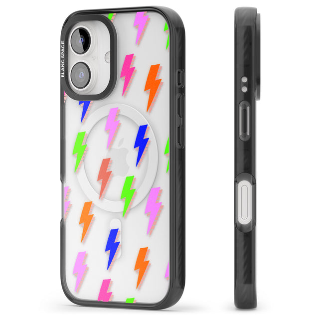 iPhone 16 Pro Max Rainbow Pop Lightning Black Impact Phone Case