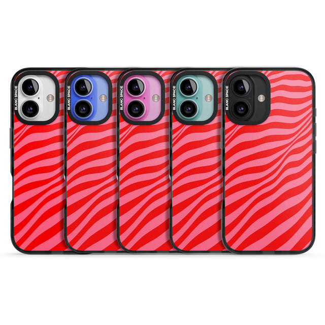 iPhone 16 Pro Max Pink & Red Distorted Line Black Impact Phone Case