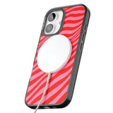 iPhone 16 Pro Max Pink & Red Distorted Line Black Impact Phone Case