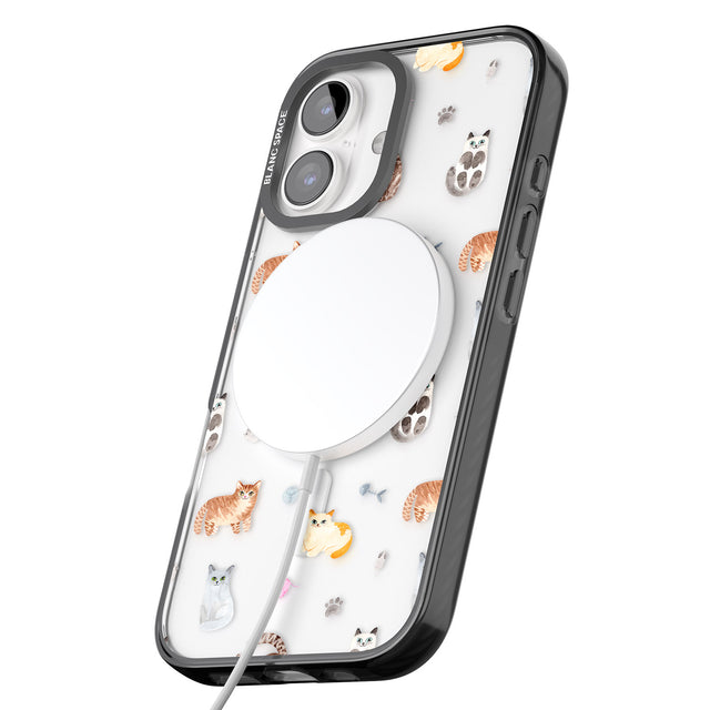 iPhone 16 Pro Max Cats with Toys - Clear Black Impact Phone Case