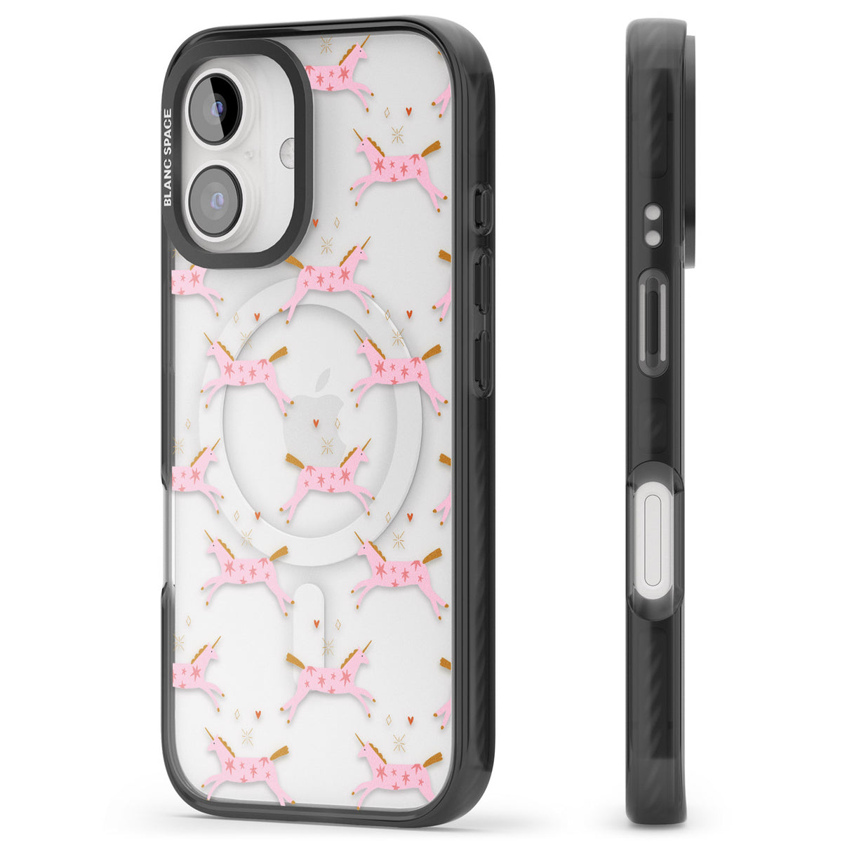 iPhone 16 Pro Max Pink Unicorns Black Impact Phone Case