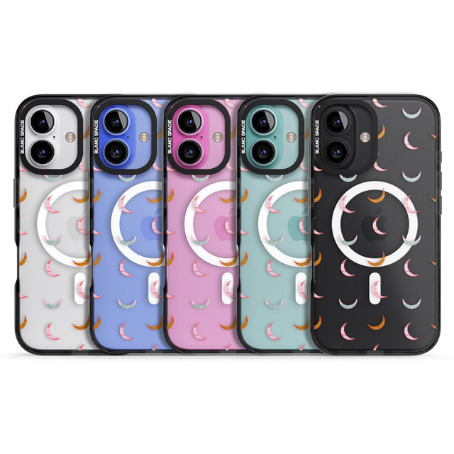 iPhone 16 Pro Max Colourful Crescent Moons Black Impact Phone Case