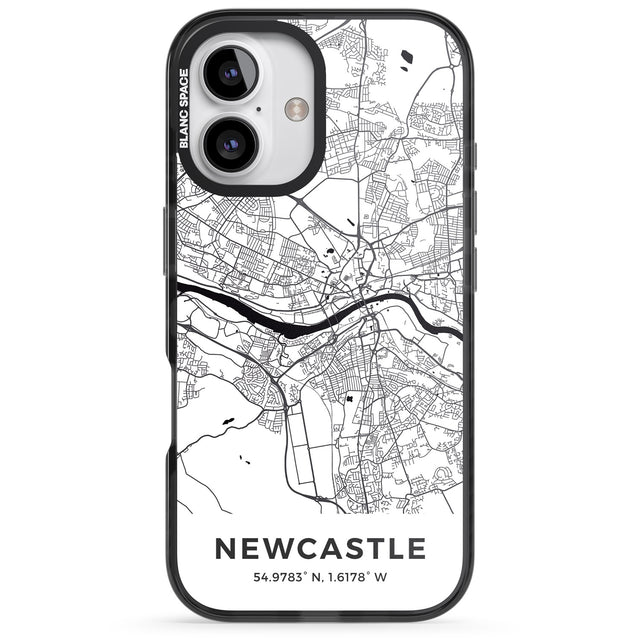 iPhone 16 Pro Max Map of Newcastle, England Black Impact Phone Case