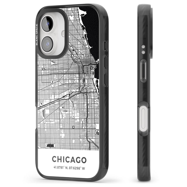 iPhone 16 Pro Max Map of Chicago, Illinois Black Impact Phone Case