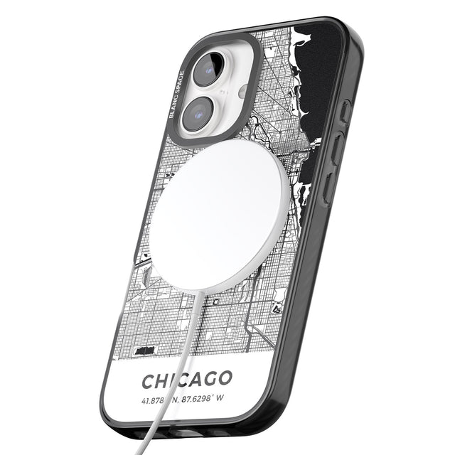 iPhone 16 Pro Max Map of Chicago, Illinois Black Impact Phone Case