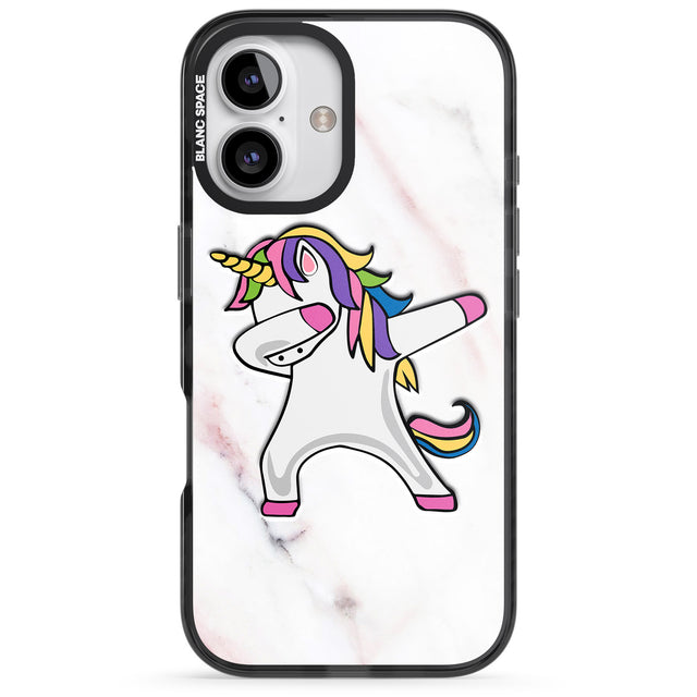 iPhone 16 Pro Max Designer Marble Unicorn Dab Black Impact Phone Case