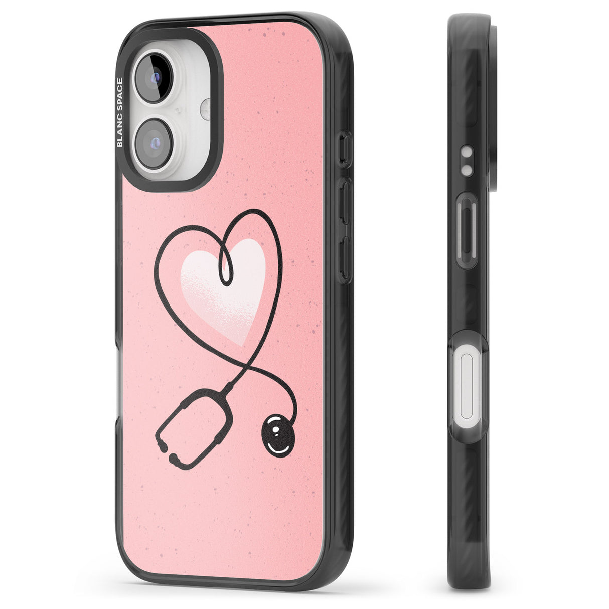 iPhone 16 Pro Max Medical Inspired Design Stethoscope Heart Black Impact Phone Case