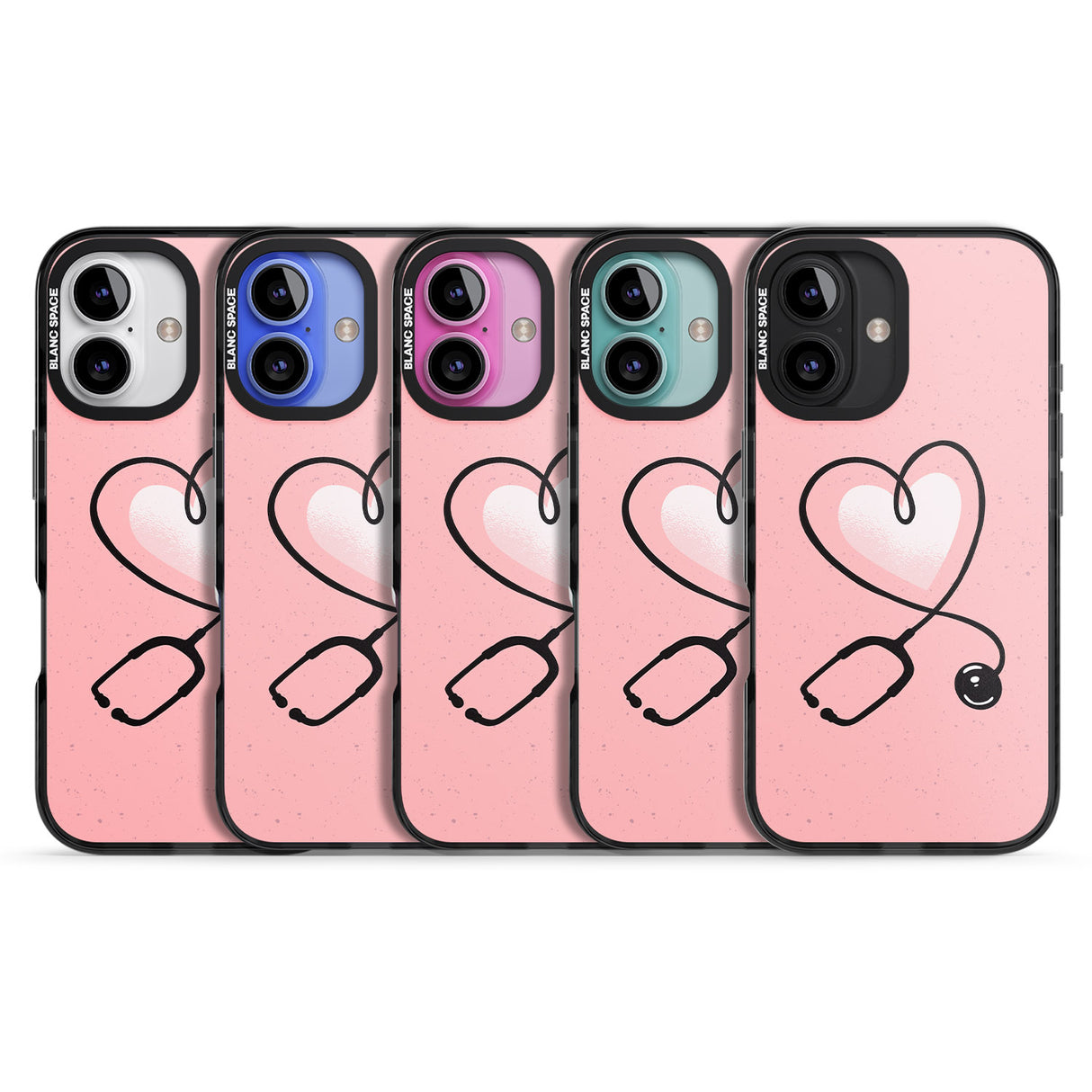 iPhone 16 Pro Max Medical Inspired Design Stethoscope Heart Black Impact Phone Case