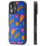 iPhone 16 Pro Max Psychedelic Love Pizza Pattern Black Impact Phone Case