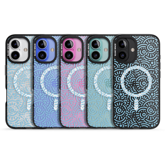 iPhone 16 Pro Max Light Blue Pattern Memphis Retro Pattern Design Black Impact Phone Case