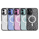 iPhone 16 Pro Max White Wavy Squiggles Memphis Retro Pattern Design Black Impact Phone Case