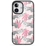 iPhone 16 Pro Max White Tigers on Pink Pattern Black Impact Phone Case