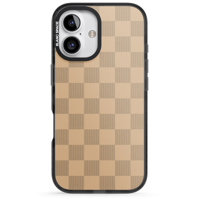 iPhone 16 Pro Max BEIGE CHECKERED Clear Impact Phone Case + Magsafe