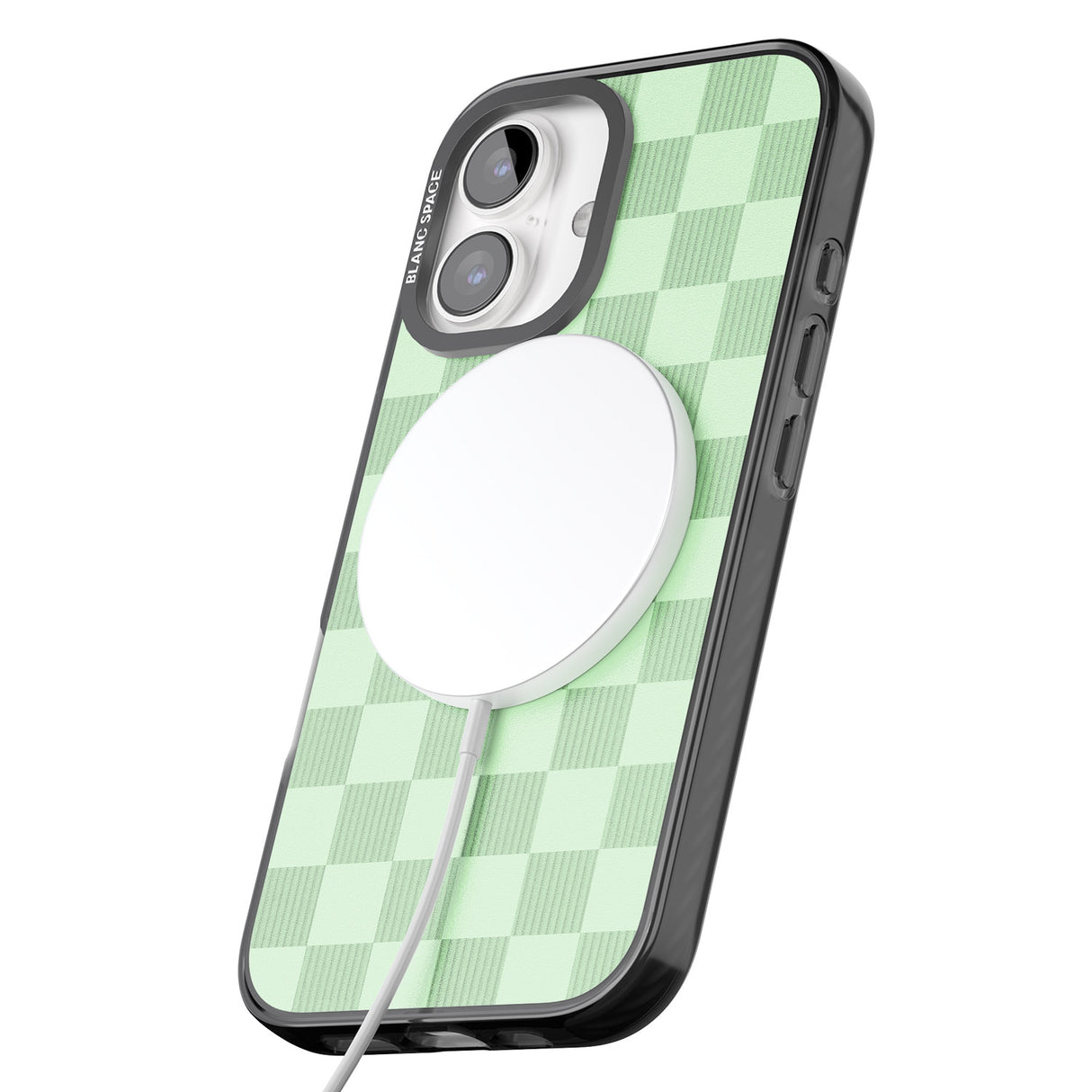 iPhone 16 Pro Max SEAFOAM CHECKERED Black Impact Phone Case + Magsafe